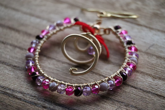 "Goodness" Earrings - Pink/Blue Colour