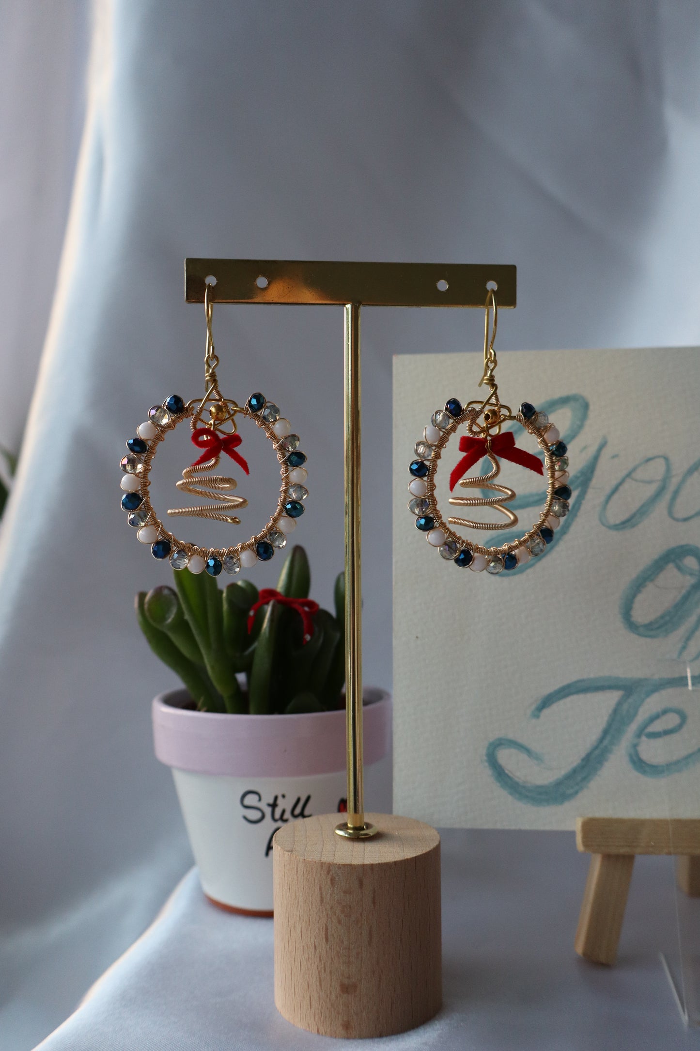 "Goodness" Earrings - Pink/Blue Colour